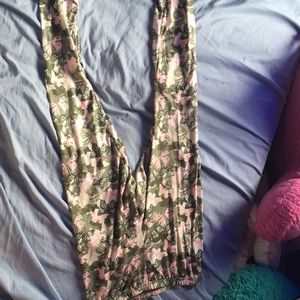Army green with pink kids leggings